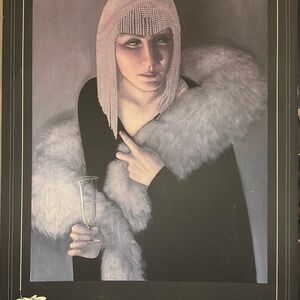 Art Deco Style Portrait with Fur and Beaded Headpiece